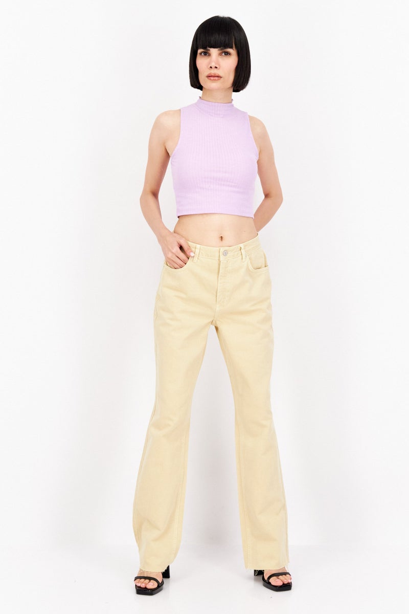 NA-KD Women Regular Fit Plain Denim Jeans, Yellow - Image 4